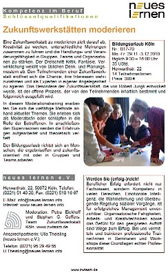 Flyer 2010: Bildungsurlaub: Zukunftswerkstätten moderieren [PDF-Datei]